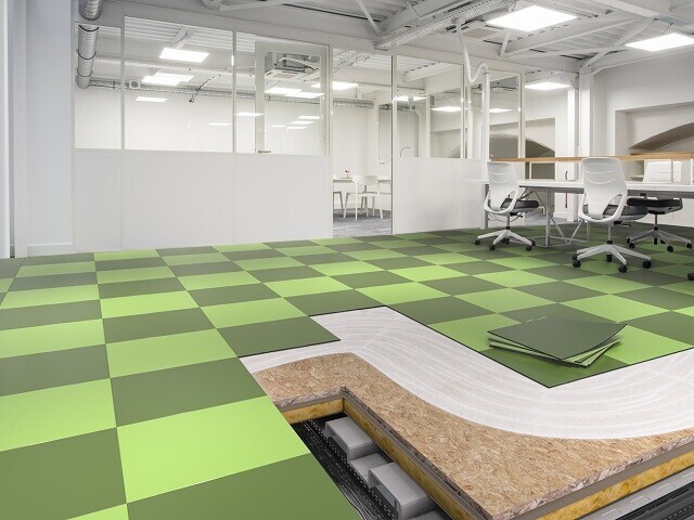 Office space with carpet tiles